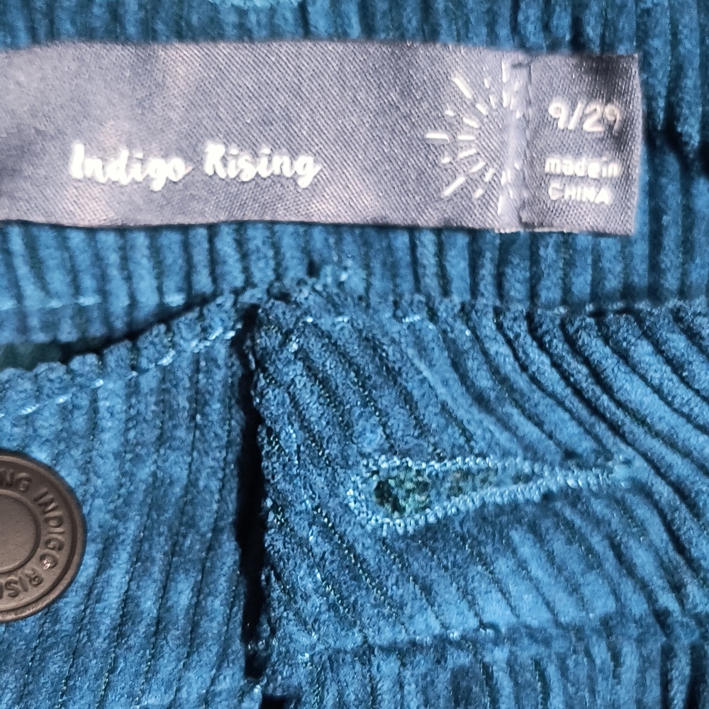 Indigo Rising High-Rise Corduroy Jeans in Teal
